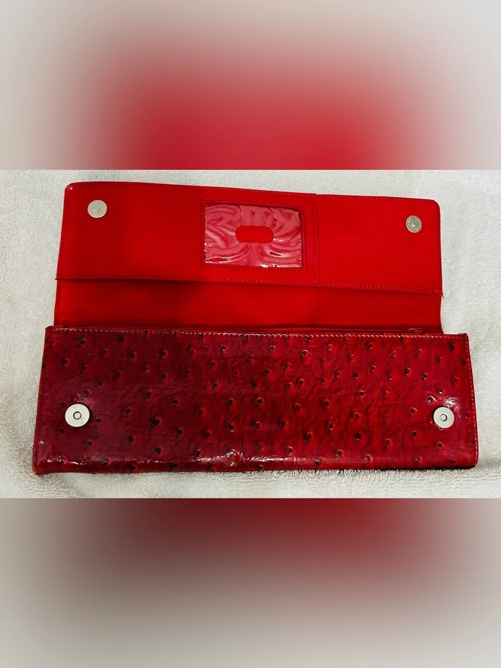 Red Textured Wallet Clutch